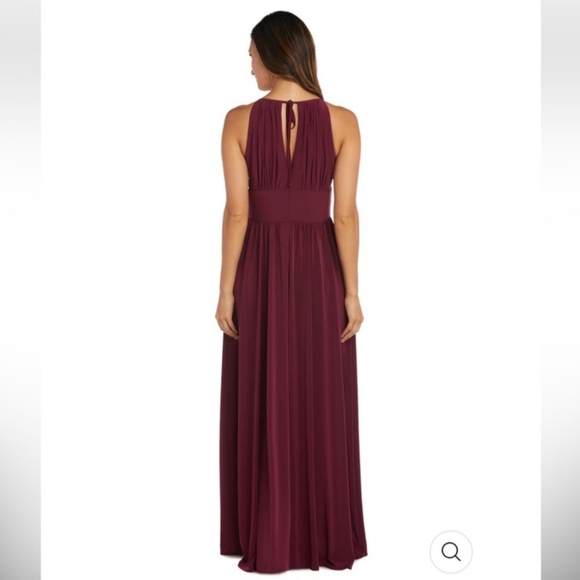 R&M Richards long Halter dress with rhinestone waistline. - Picture 3 of 4